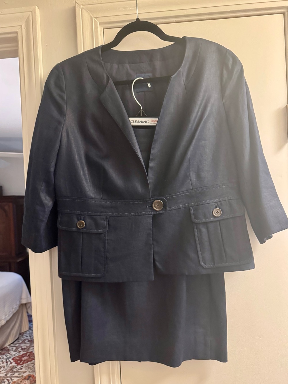 J. Crew Navy Blue Two-Piece Blazer and Skirt Set